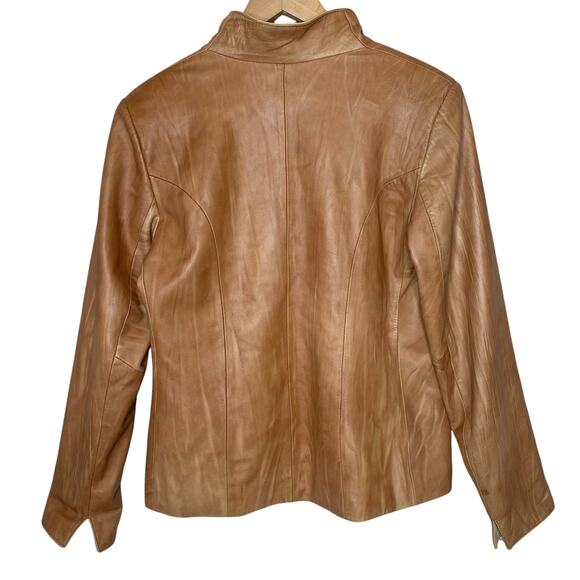 Denis Leather Works Tan Italian Leather Jacket Women’s size 42 / US 6 - Picture 4 of 7